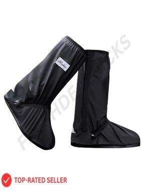 Waterproof Rain Boot Shoe Covers with Reflector & Zipper